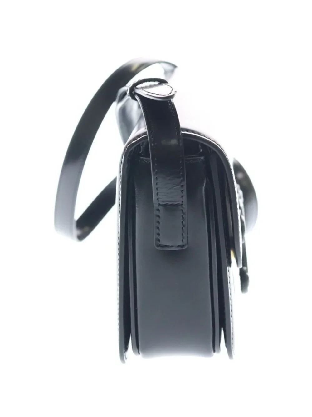 Celine Tee Ncueil Triomphe Smo le Shoulder Bag Black Leather